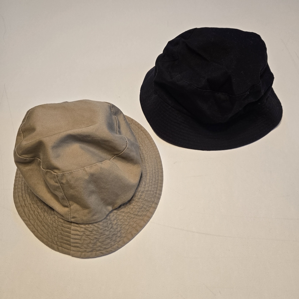 Set Of 2 Bucket Hats - One Black, One‎ Khaki